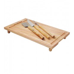 Tabua 35x60cm Em Madeira Com Pés Para Churrasco Com Talheres